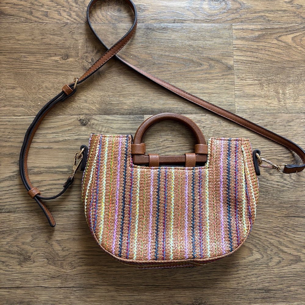 Lucky Brand Woven Striped Boho Crossbody Bag